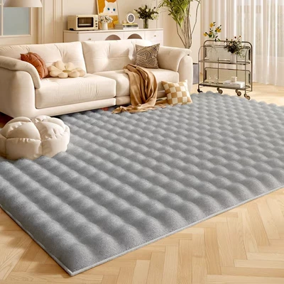 Car Carpet Velvet Rabbit Fur Floor Mat - bubble-velvet-moonlight-grey-upgraded-density-9999-shed-resistant-60160cm