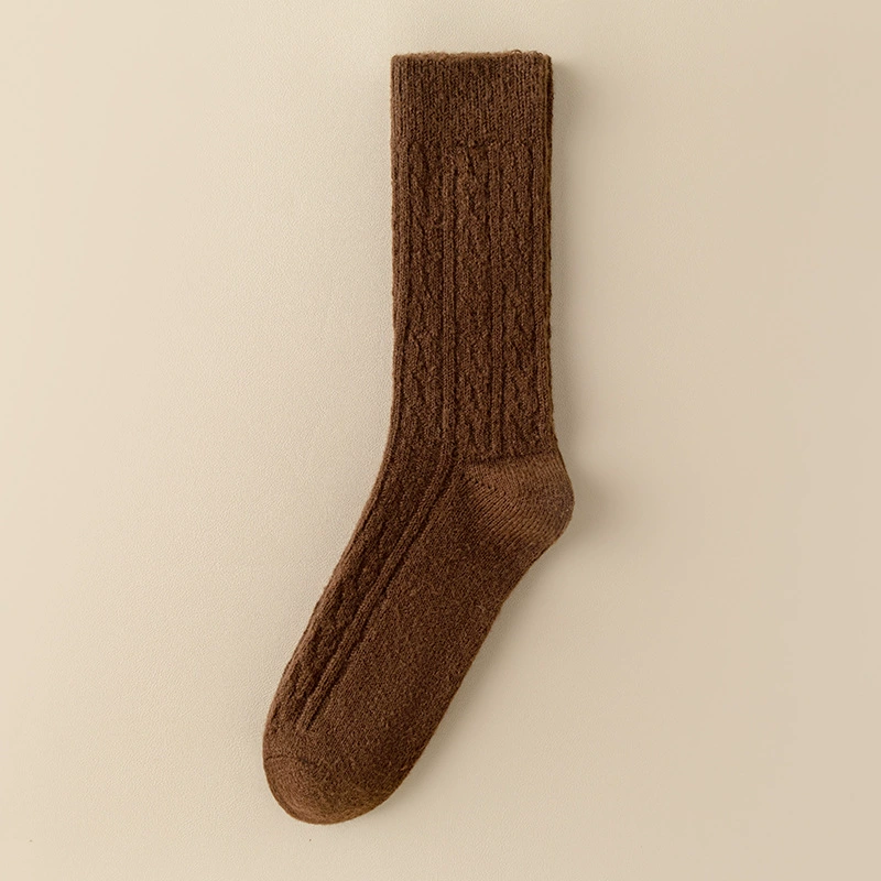 Women’s mid‑tube winter wool socks, solid colors, warm (mid‑calf)