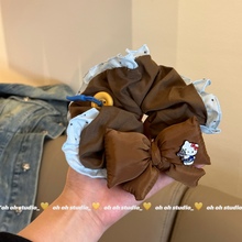 【oh oh】复古秋冬配色蓝波点木耳边kt大肠发圈少女高级洋气发饰