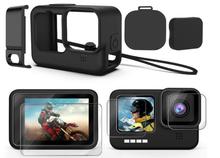 GoPro Hero 12/11/10/9 屏幕套装硅胶套镜头盖钢化膜电池盖