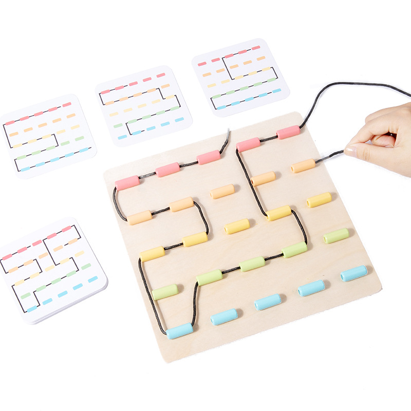 Juegos de cuerda divertidos para niños Baby Hand-Eye Coordination Training Early Childhood Juguetes de madera