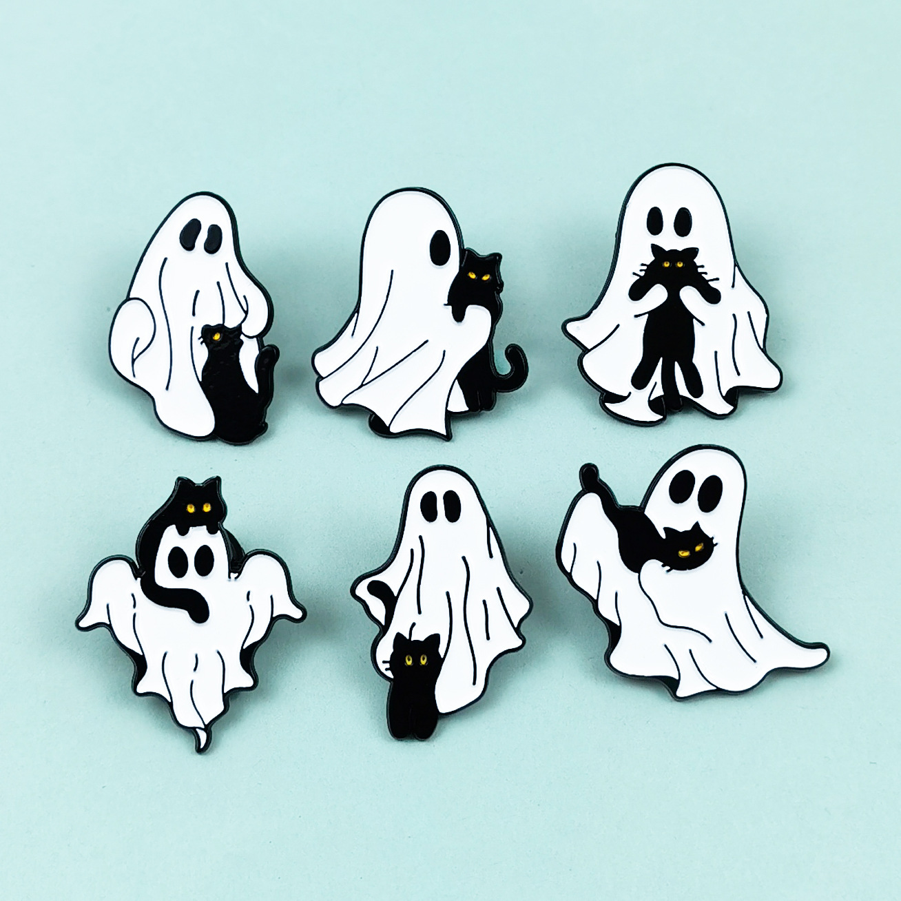 Broche de Gato Negro de Halloween de Aleación de Zinc Decorativo para Ropa