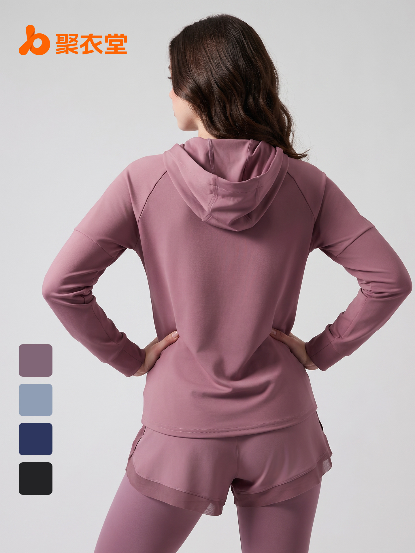Ropa deportiva Juyitang para mujer, suéter holgado color melocotón para yoga, ropa para correr, chaqueta deportiva con capucha.