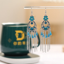 2025中国风长款花型流苏耳环女镂空水滴形复古耳坠批发云南耳饰品