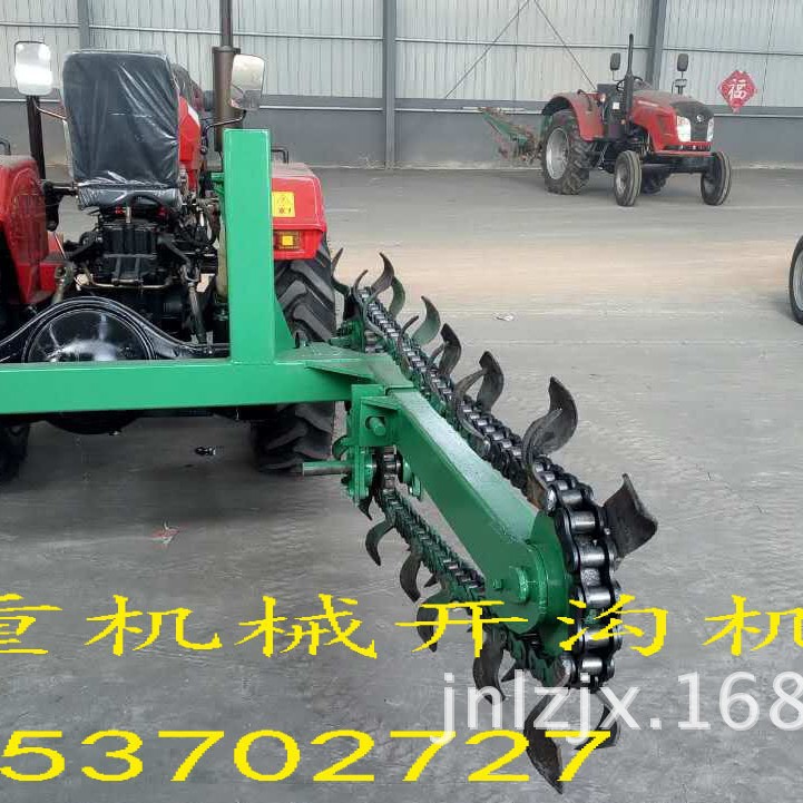 拖拉机带动链条式开沟机 四驱马力双排开沟机认购金