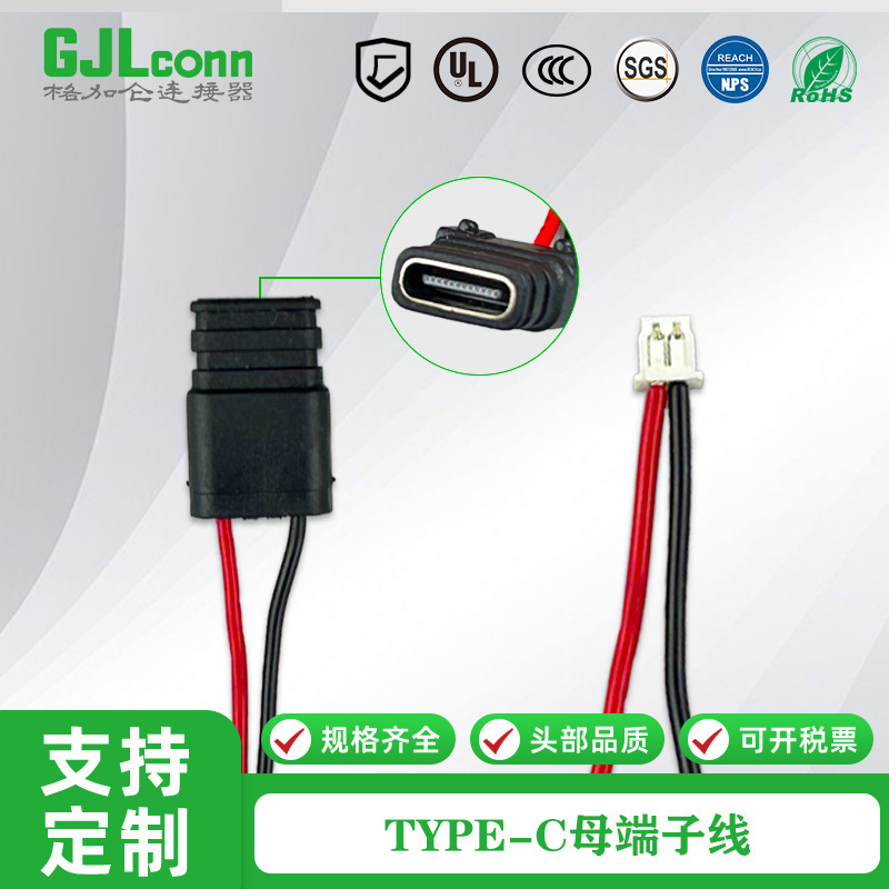 USB Two-core Charging Cable typec Female to mx1.25-2p Terminal Cable UL1007-26AWG Digital Cable