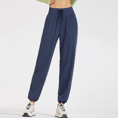 Lulu slim quick-dry running pants for women, foot-binding loose yoga drape summer sun protection high-waist fitness pants