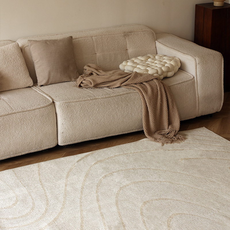 Alfombra de estilo crema francesa de venta caliente transfronteriza, sala de estar, tienda completa, alfombra de lujo ligera lavable y fácil de cuidar