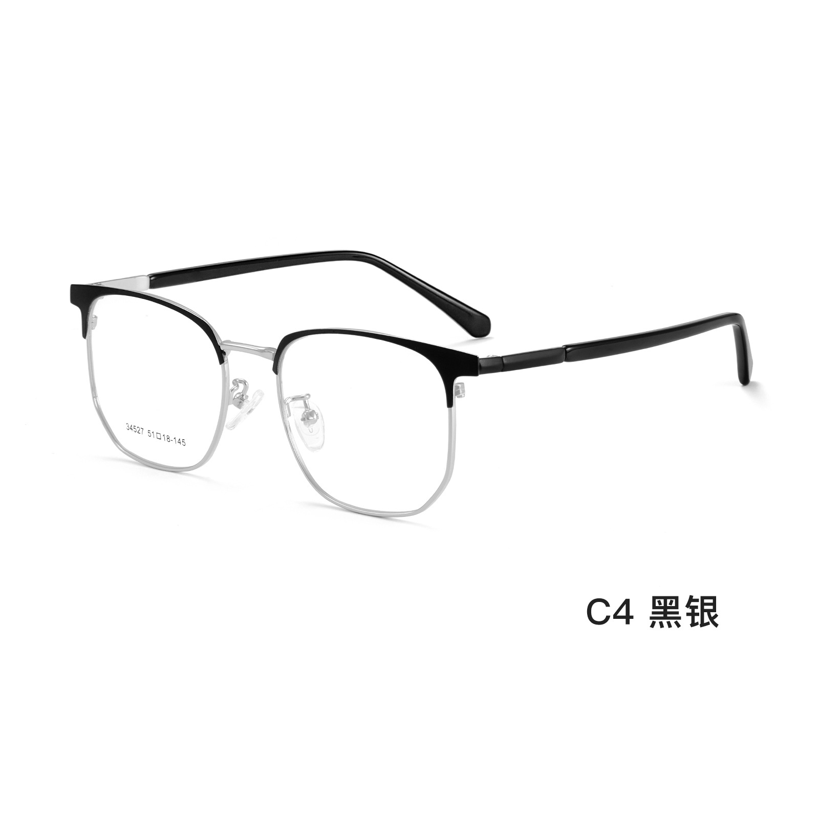 Luz simple novio negro seda negocio aleación ceja marco gafas marco flexible gafas Piernas Sin clip de la cara puede coincidir con la miopía Danyang lote