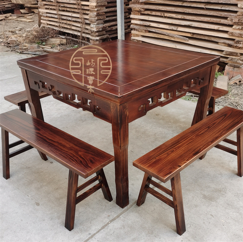Solid Wood Square Table, Traditional Eight Immortals Table, New Chinese Style Simple Imitation Antique Home Use Hotel Rural Restaurant Dining Table and Chairs