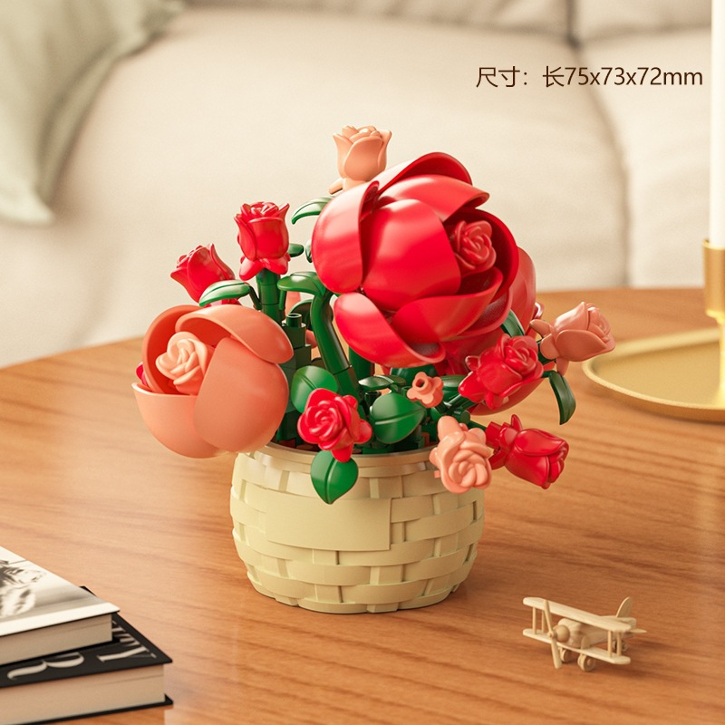 Chao Le Chuang 7345 - 7348 flores interestelares arco iris ramo de flores ensamblaje bloques de construcción juguetes para niños niñas rompecabezas adornos