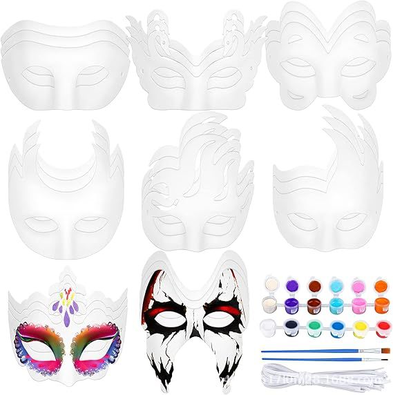 Amazon Venta caliente accesorios de máscara en blanco papel blanco pulpa pintado a mano jardín de infantes niños material didáctico de graffiti hecho a mano