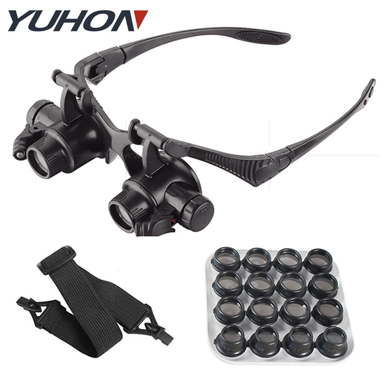 Восемь комплектов увеличения 16 линз Сменные очки ремонт часов антикварная идентификация светодиодная Лупа Модернизированная версия