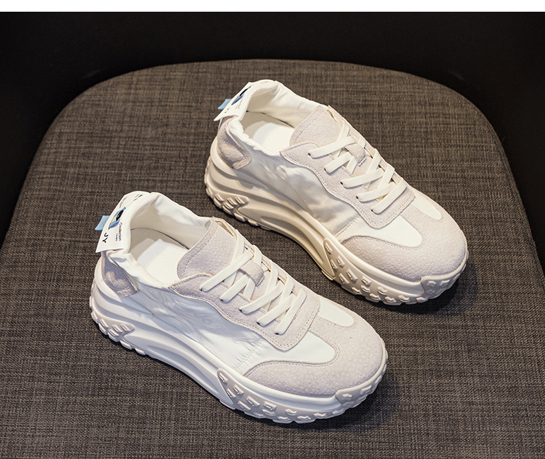 Giày sneaker chunky đế dày nữ mũi tròn tăng chiều cao mùa hè 2025 — M2376 màu vàng, M2376 màu be, M2376 màu xanh lam, M2376 màu hồng chi tiết 11