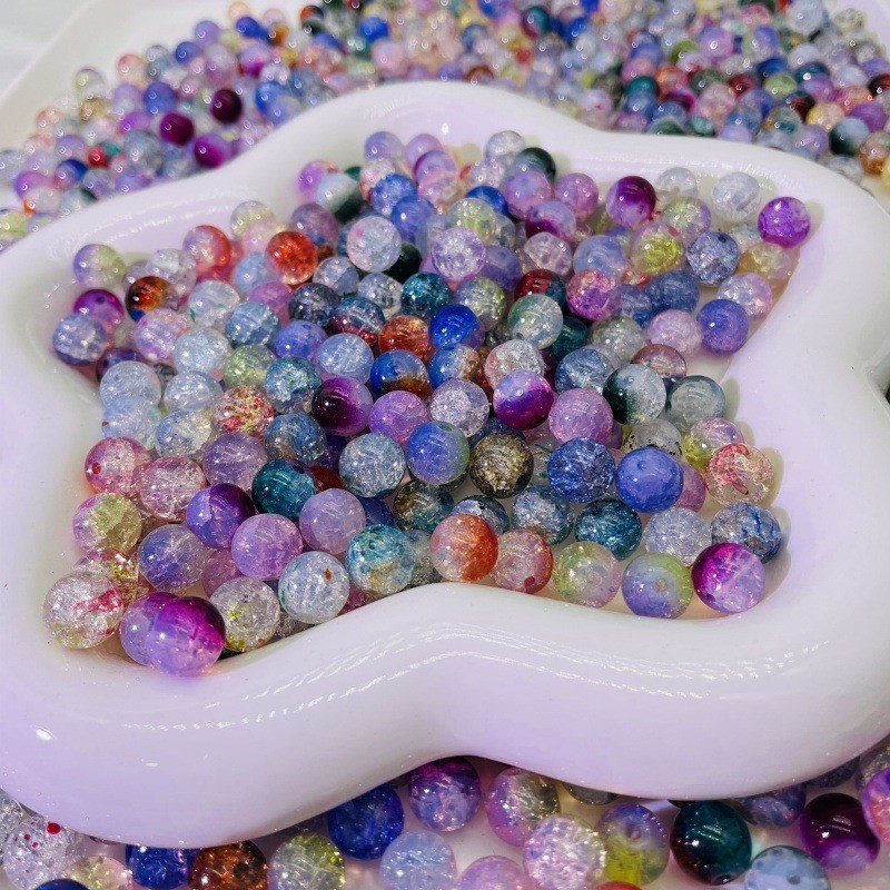 琉璃珠子散珠按斤称 混色仿玉爆裂珠DIY手工手链串珠玻璃散珠材料