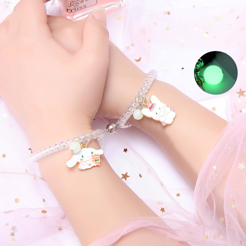 Luminous Magnetic Sanrio Bracelet Bestie Style Headband Bracelet Cartoon Mermaid Coil Sister Couple Bracelet Wholesale