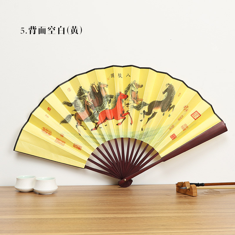 Bambú-como Rosewood Hanfu ventilador antiguo estilo plegable ventilador de seda estilo chino ventilador 10-pulgadas Xuan papel plegable ventilador publicidad ventilador venta al por mayor