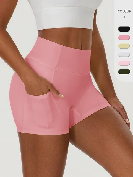 European and American Women's Summer Three-Quarter Yoga Pants with Pockets, High-Waisted Butt-Lifting Sports Pants, Fitness Training Leggings Shorts 62414