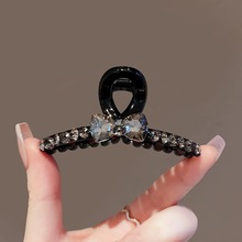 新款网红简约蝴蝶结水钻抓夹刘海百搭发量少半扎鲨鱼夹顶夹发夹女