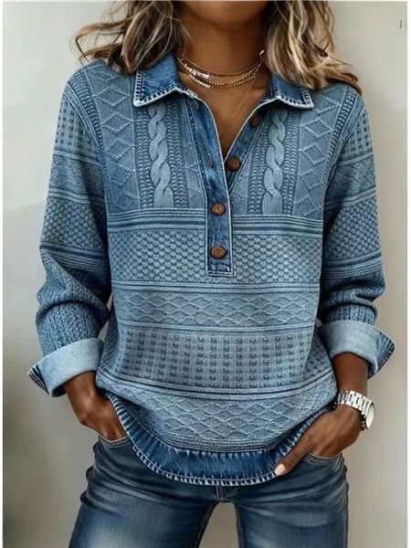 Knitted demi-season denim shirt