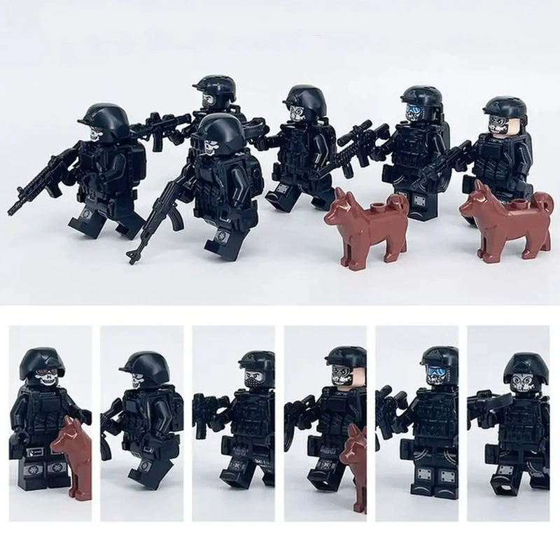 Конструктор, минифигуры, черная игрушка, набор, дорожная полиция
