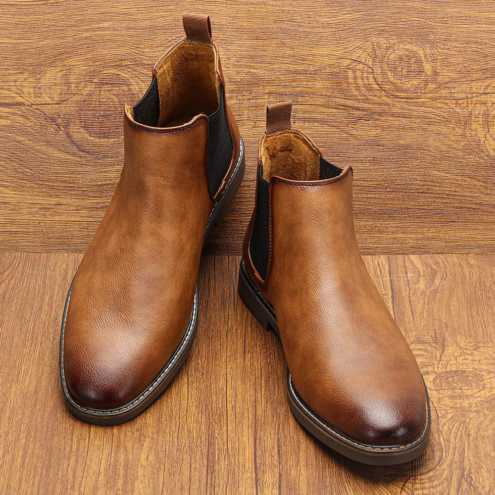 Cross-Border New Style Chelsea Men's Boots, Retro Men's Formal High-Top Shoes, British Style Casual Boots for Men