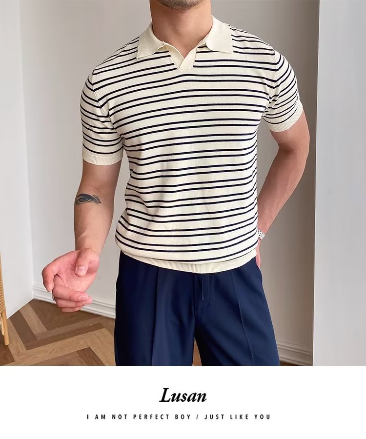 245g Weight Short Sleeve Sleeve Length Regular Sleeve Sleeve Type Polyester Fabric Type Regular Top Length Casual Occasion Turndown Neckline Slim Fit Type Stripe Pattern Summer, Spring Season Men's Gender Classic Style Style 3XL, M Size Wholesale Men's Polyester Classic Style Stripe Short Sleeve Men's T-shirt 12