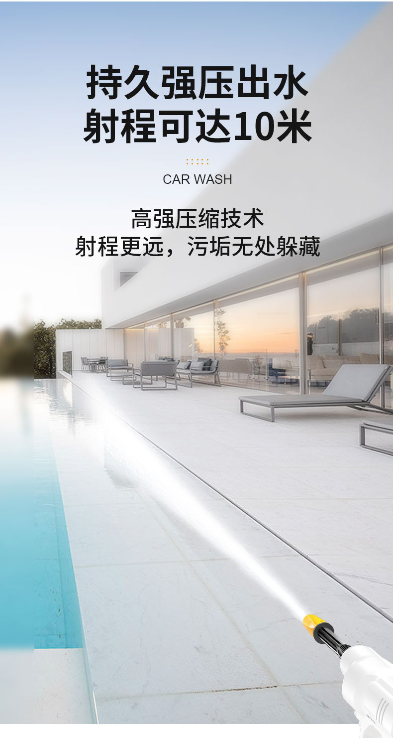 High-pressure car washing water gun Lithium electric car washing machine water gun portable wireless car washing machine household rechargeable car cleaning artifact