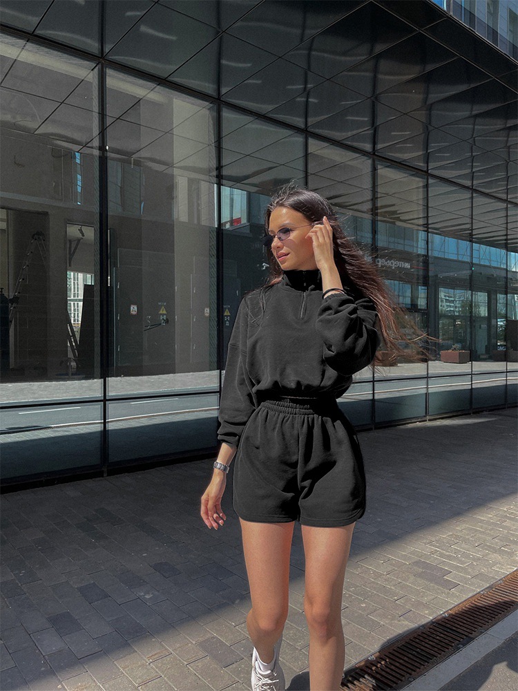 500g Weight Long Sleeve Sleeve Length Polyester Fabric Type Shorts Co-ord Set Sets Type 2 Pieces Set Quantity Casual, Daily, Sports Occasion Turtleneck Neckline Regular Fit Fit Type Solid Color Pattern Spring, Autumn Season Women's Gender Zipper Design Simple Style Style Casual Daily Sports Women's Simple Style Solid Color Polyester Zipper Shorts Co-ord Set Shorts Sets 21