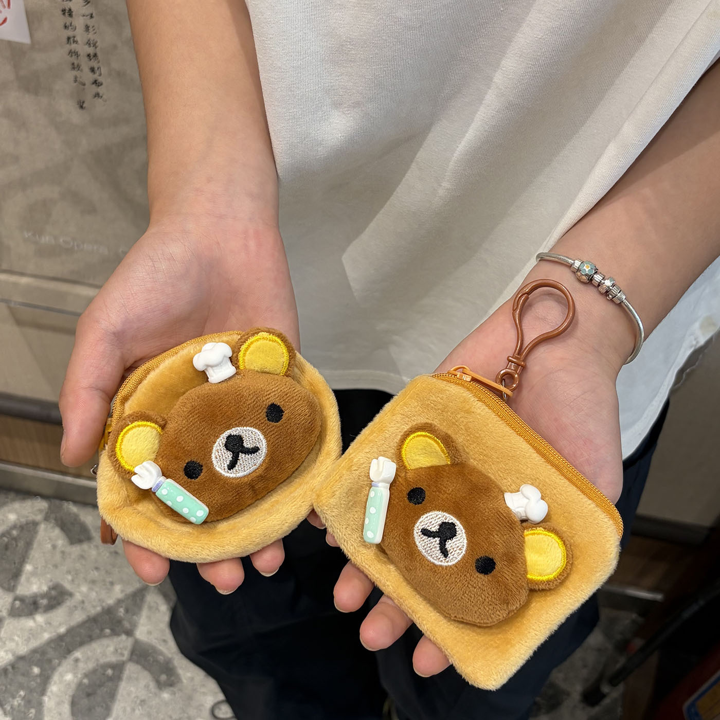 Cute bear backpack pendant cartoon plush toy bag decoration with Velcro, gift for students and friends