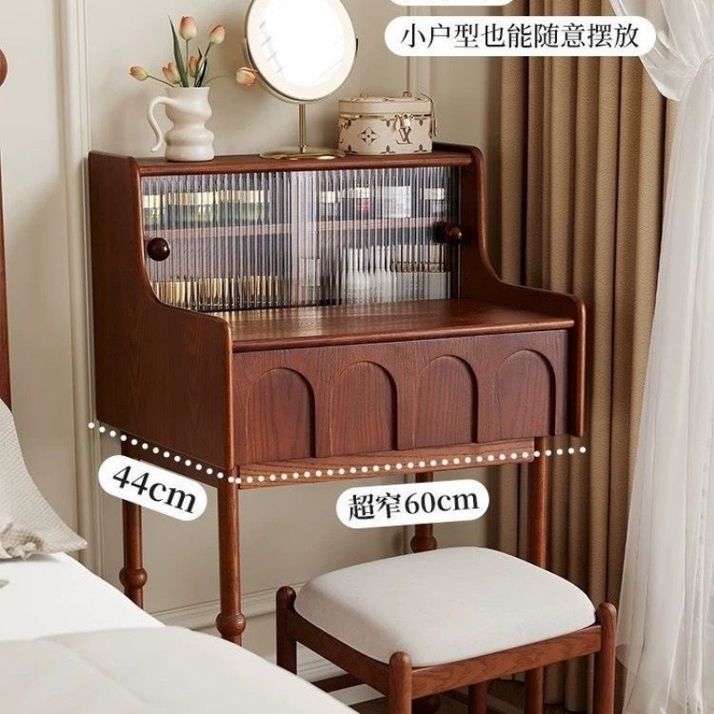 法式中古小型复古风梳妆台小户型实木卧室床头化妆设计师化妆台|undefined