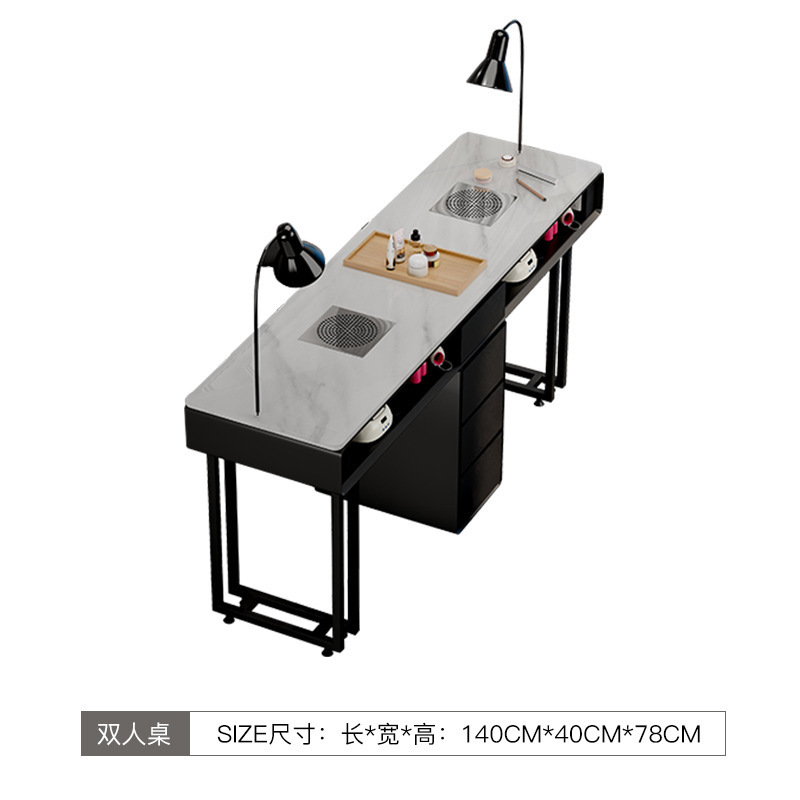 美甲桌椅套装简约经济型单双人轻奢多功能奶油风大理石网红美甲台|undefined