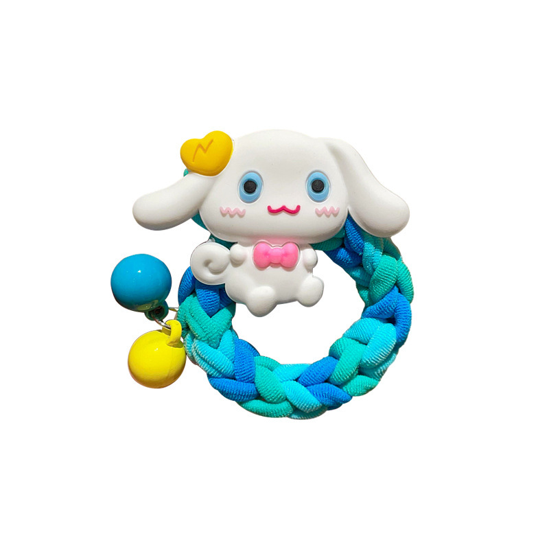 Sanrio colorido tejido de otoño e invierno para niños cuerda de pelo de dibujos animados linda chica banda de goma tocado alto elástico diadema duradera