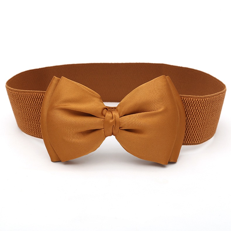 Retro Simple Style Solid Color Bow Knot Alloy Elastic Band Women's Woven Belts display picture 8