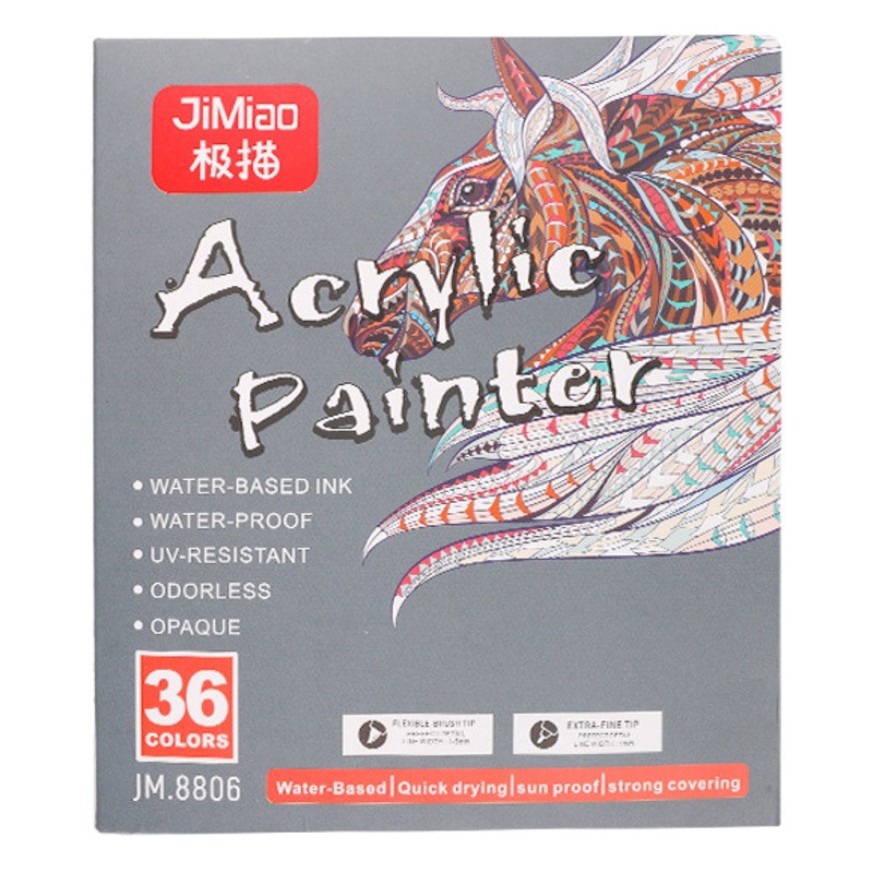 Marcador de acrílico marcador de color de pintura caliente 36 color a base de agua doble pluma cabeza acuarela pluma gouache cepillo de aceite