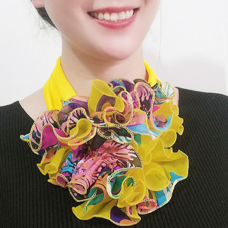 圍脖拼色女春夏新款花朵假領子脖套時尚韓版網紅同款百變套頭護頸