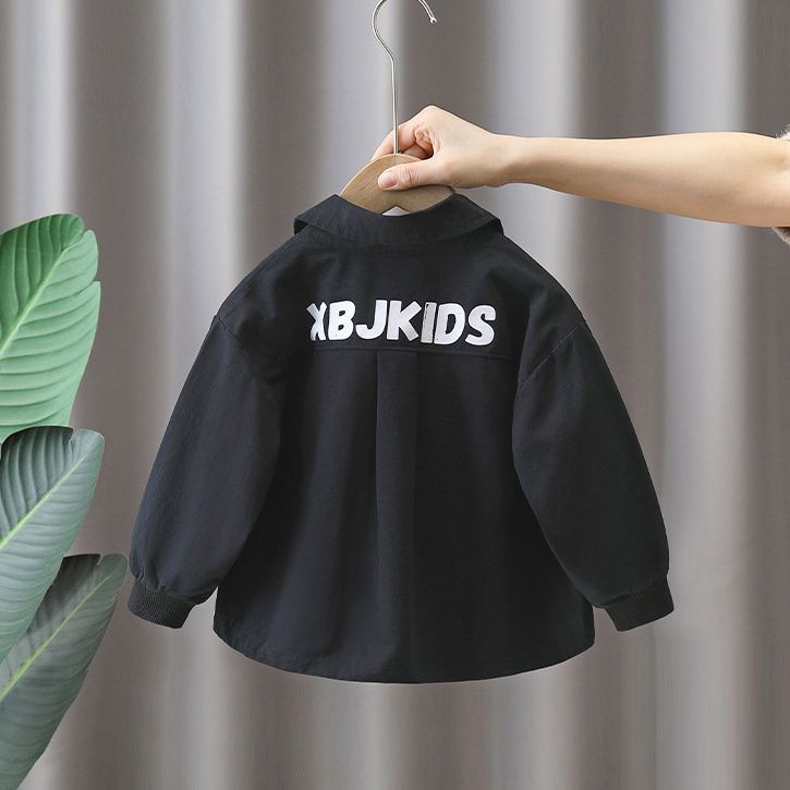 男の子用シャツジャケット春秋服2025子供服男の子作業服トップスベビー秋子供服プリント長袖|undefined