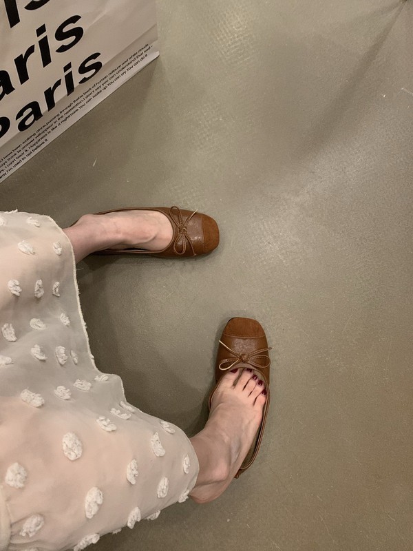 2025 新フレンチレトロフラットシューズ女性の浅い口のリボンバレエシューズフラットシューズ女性のための|undefined