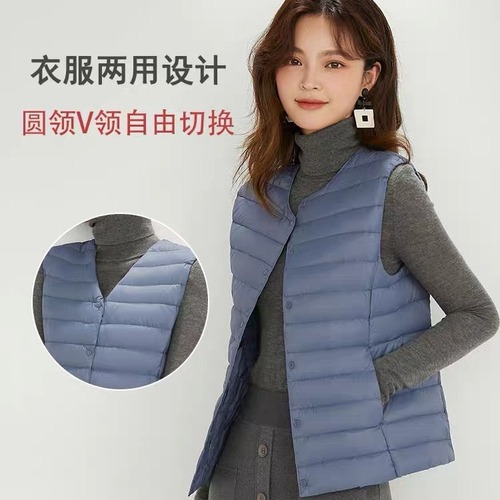New style thin down jacket vest for women, warm and slim fit inner, lightweight white duck down vest, inner liner and waistcoat