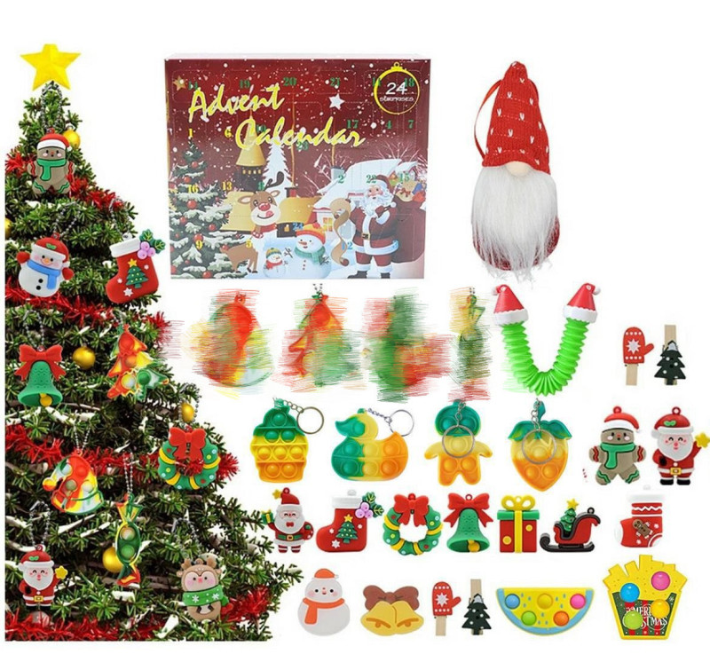 越境新品クリスマス両面ブラインドボックスセットdiy減圧発散玩具24日カウントダウンプレゼントボックス|undefined
