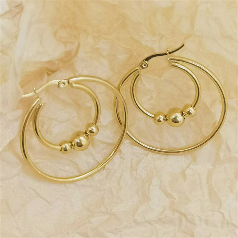 Women'S Gender Plating Design 1 Pair Retro Lady Solid Color Plating Stainless Steel Hoop Earrings