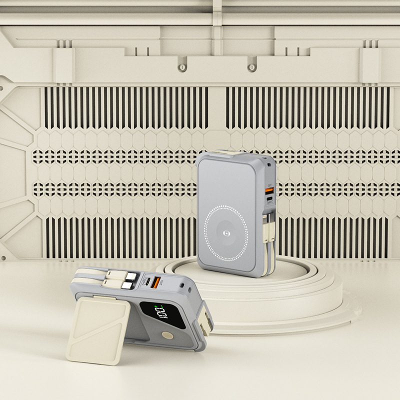 磁気時計充電ワイヤレスパワーバンク取り外し可能なケーブル付き 22.5W 高速充電壁充電 5 イン 1 モバイル電源|undefined