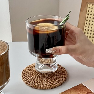 Trendy Instagram Coffee Cup French-Style Mulled Wine Glass High-Value Glass Tall Cup Ice Cream Cup Latte Cup