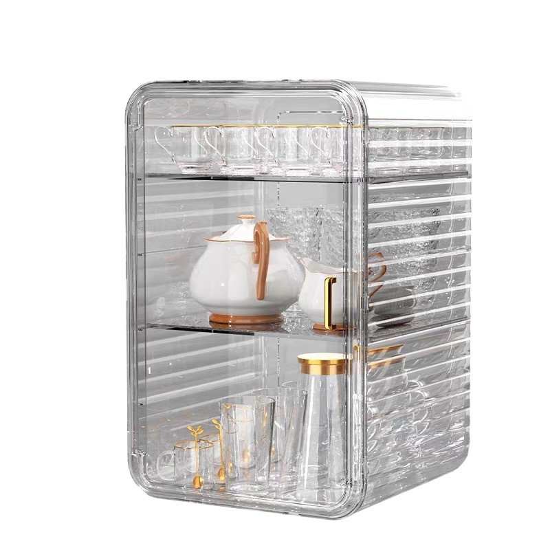 Organizador Estante Antipolvo para Vasos de Plástico para Cocina y Escritorio
