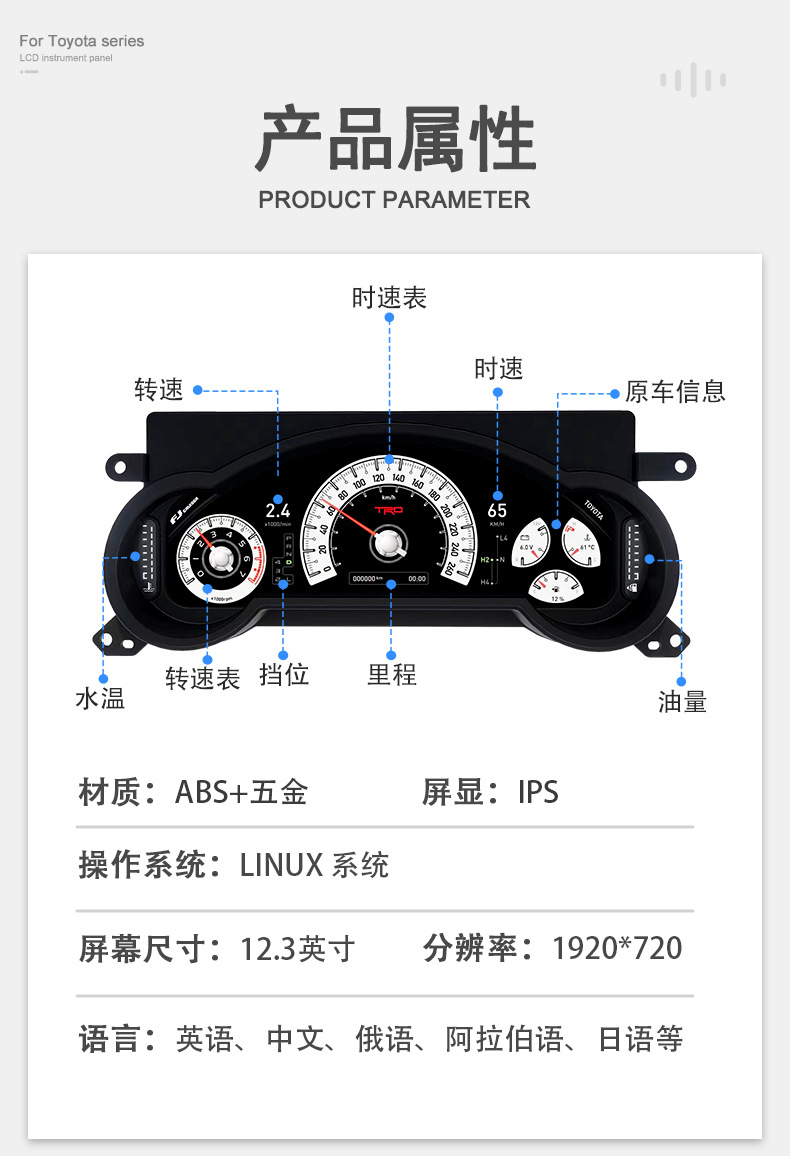 Suitable for Toyota Fj Cruiser 08-23 Models, Full Lcd Car Display Instrument with Multiple Ui Options, Non-Destructive Upgrade