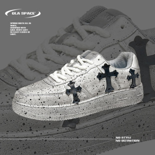 Niche Design Distressed Dirty National Fashion Shoes Men's Shoes ins Hong Kong Style Air Force One White Shoes Men's All-match Skate Shoes