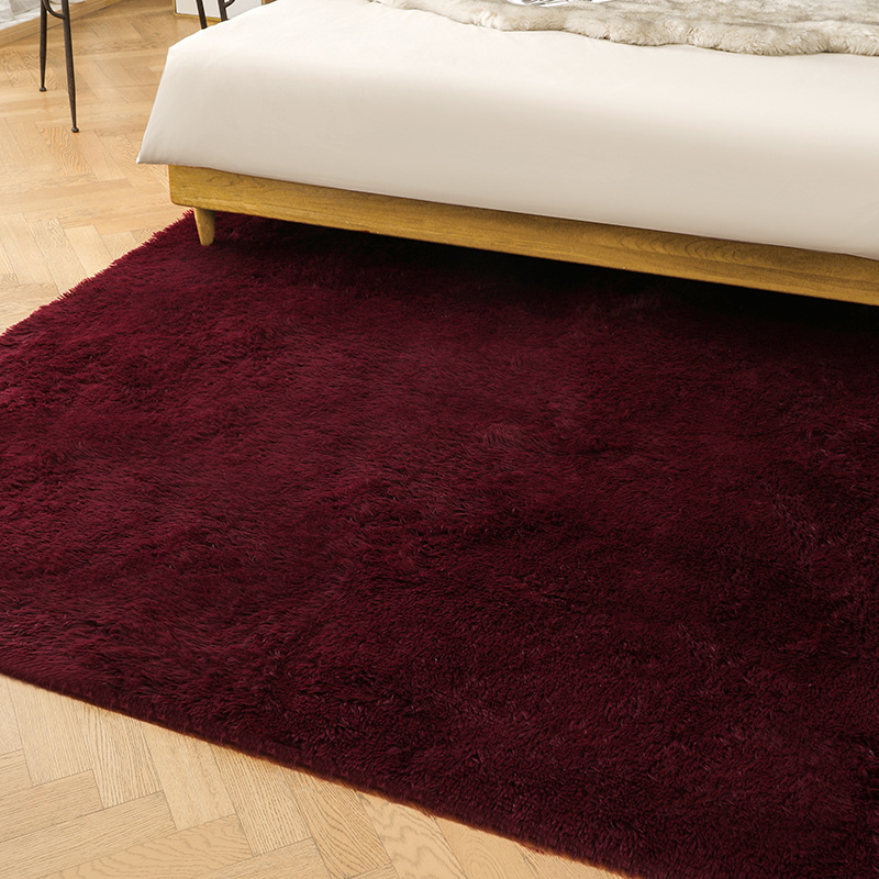 Fábrica al por mayor de lana larga alfombra tie-dyed degradado de color engrosada alfombra de cifrado sala de estar dormitorio mesita de noche alfombra manta de noche
