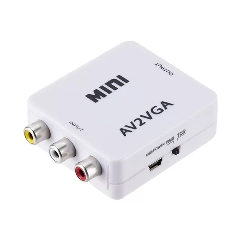 AVI к VGA маленький белый бокс-преобразователь mini AVGA CVBS в VGA адаптер