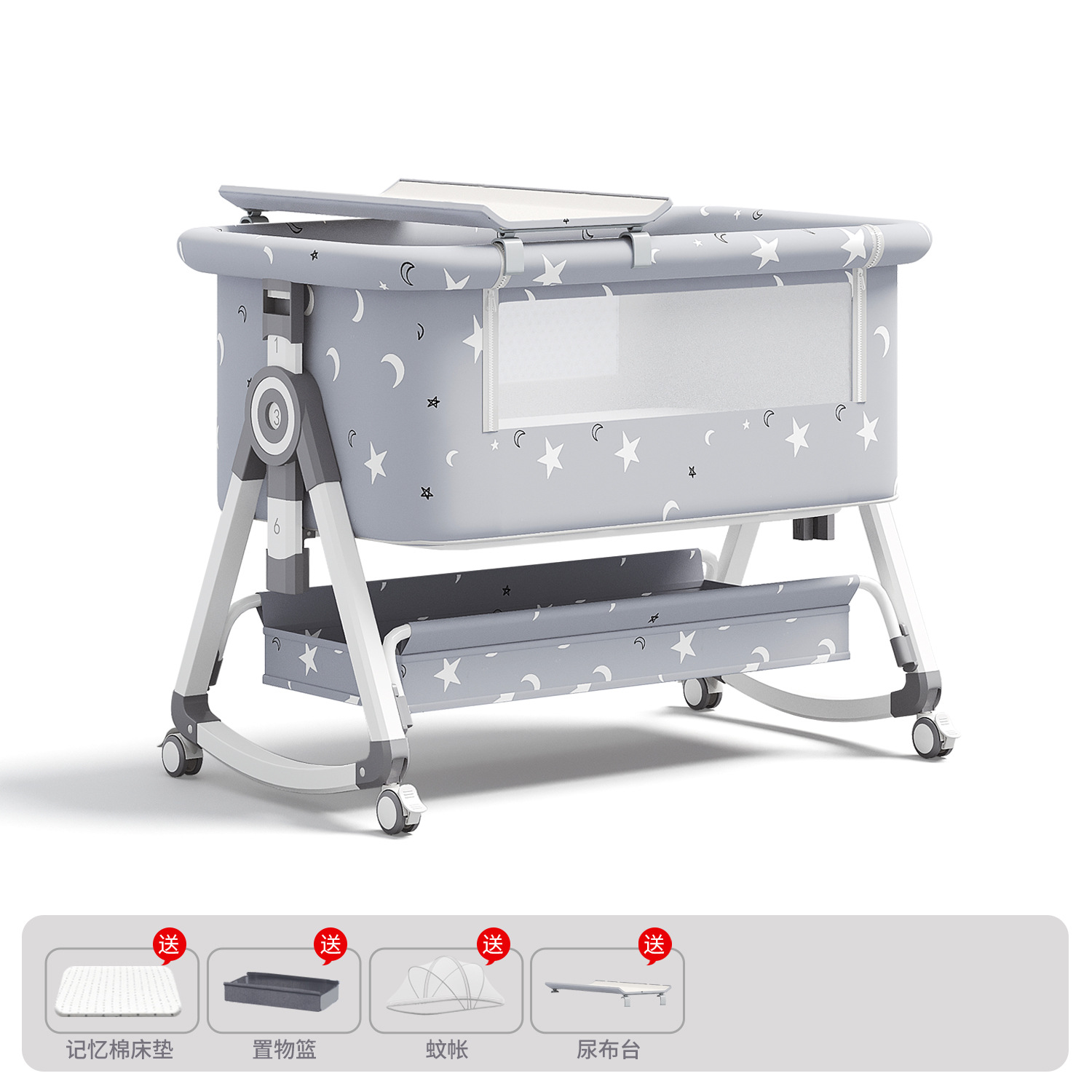Cama de recién nacidos empalmados, cama de bebé, cama de cuna móvil, cama plegable multifuncional portátil 2 - en - 1