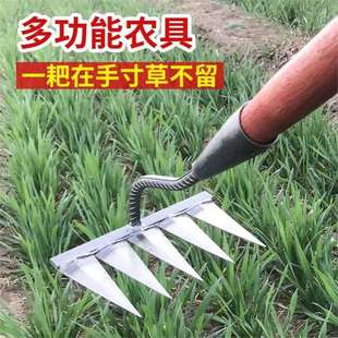 Four or five six-tooth hoe household weeding and growing vegetables agricultural pine soil reclamation rake weeding artifact steel nail rake